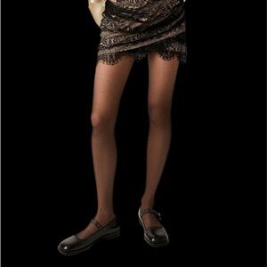 Free People Zoey Black Lace Scalloped Hem Mini Skirt, Sz6